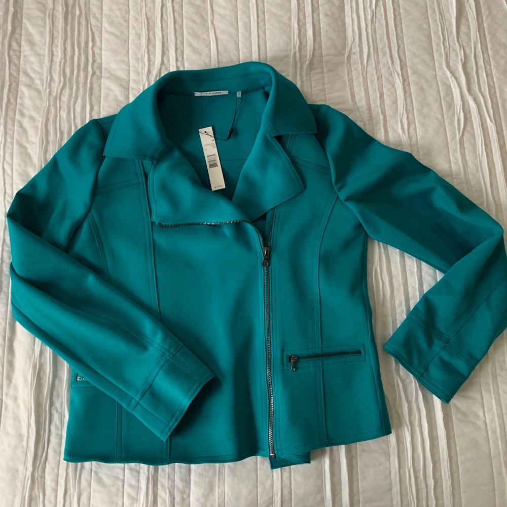 Tahari Teal Bomber Jacket Blazer - Medium